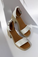 Sandale dama cu toc piele naturala Brisa 2 Alb