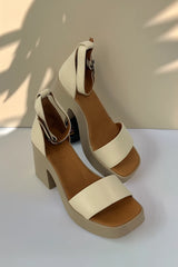 Sandale dama cu toc piele naturala Brisa 2 Bej