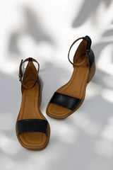 Sandale dama cu toc piele naturala Brisa Neagra