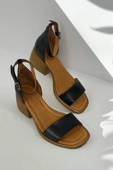 Sandale dama cu toc piele naturala Brisa Neagra