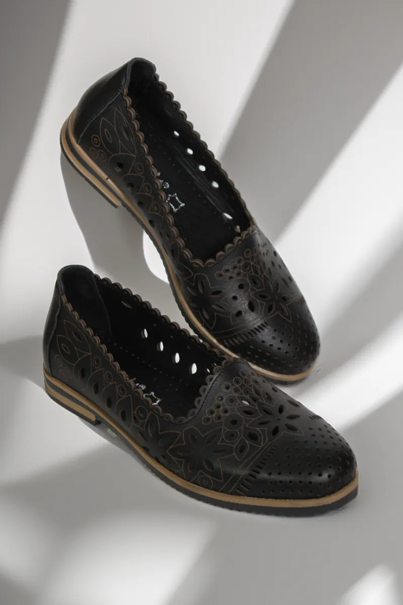 Balerini piele naturala Teresa Neagra image 0