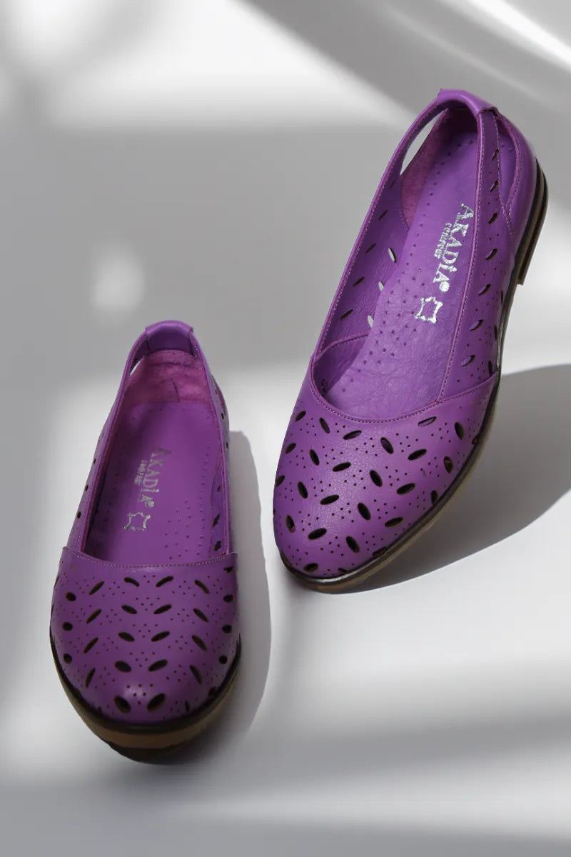 Balerini piele naturala Cariba Mov image 3