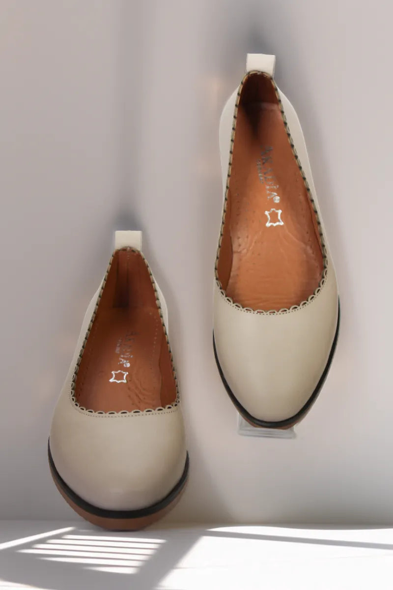 Balerini piele naturala Paula Bej image 2