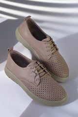 Women's casual shoes, natural leather, Calida, powder pink