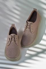 Women's casual shoes, natural leather, Calida, powder pink