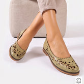 Women's genuine leather ballerinas Amarilla 2 Avocado Green