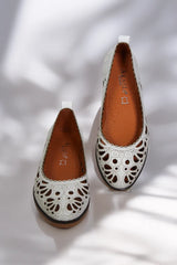 Balerini piele naturala Teresa 2 Alb image 2