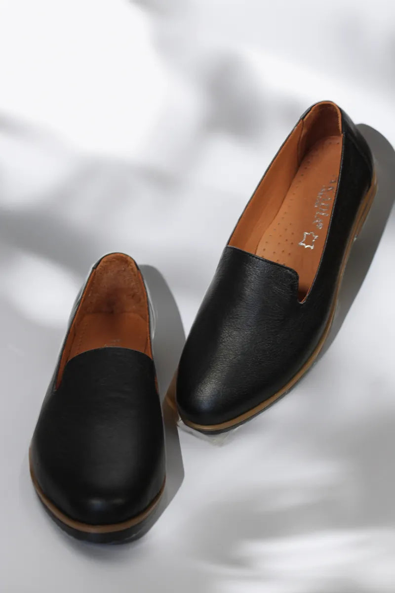 Balerini piele naturala Svetlana Neagra image 3