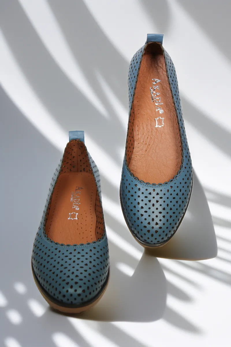 Balerini piele naturala Ediz Albastru image 2