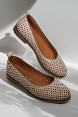 Balerini piele naturala Ediz Roz Pudra image 0