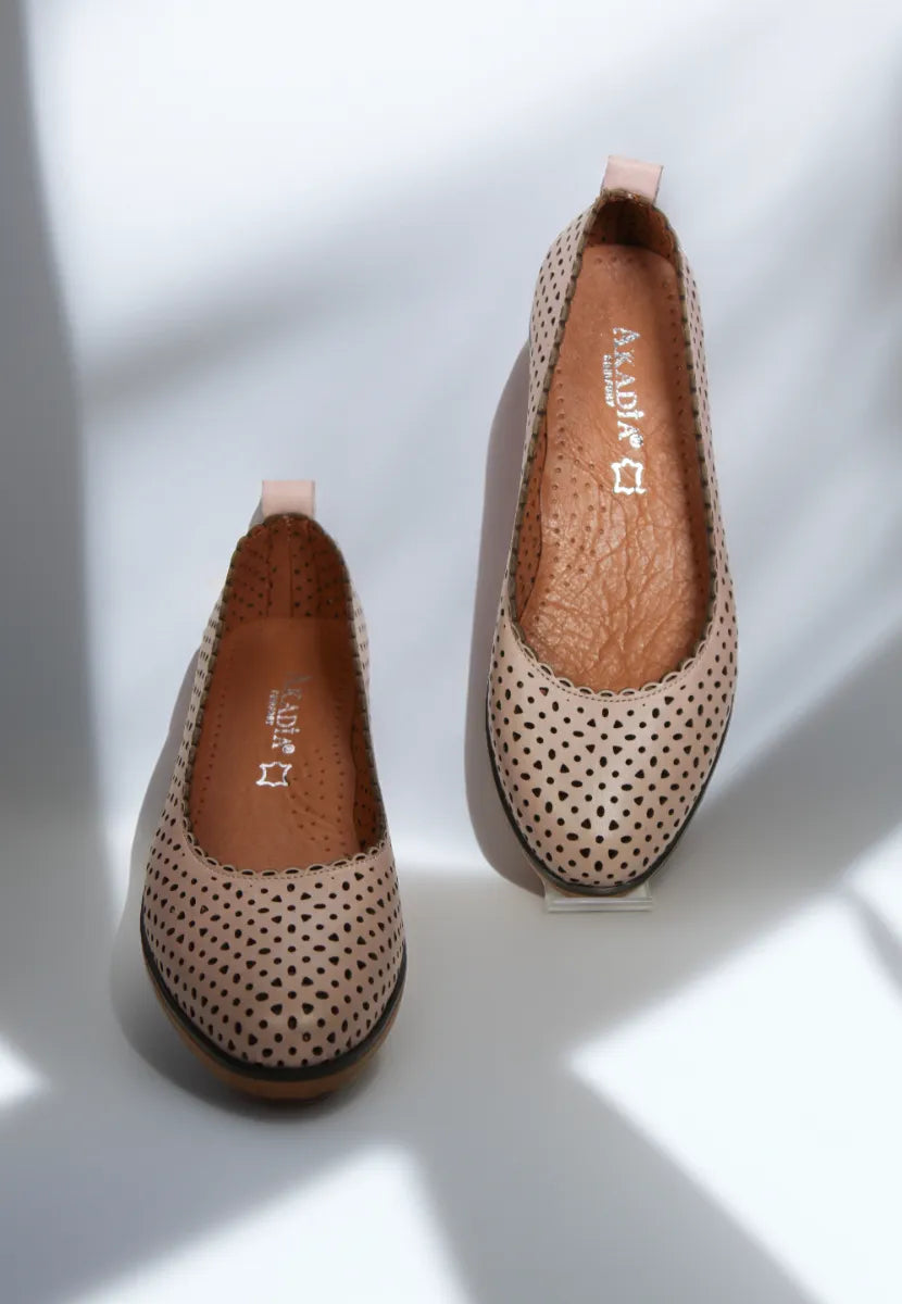 Balerini piele naturala Ediz Roz Pudra image 2