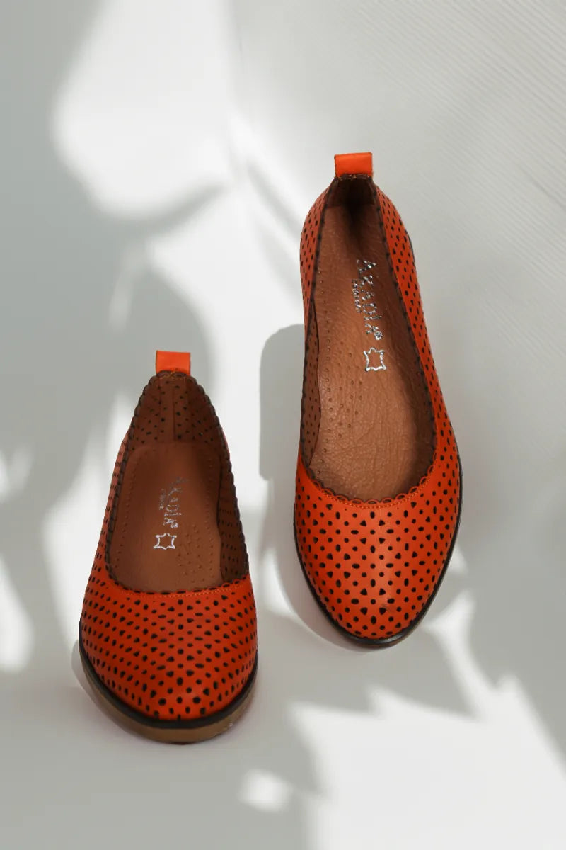 Balerini piele naturala Ediz Orange image 2