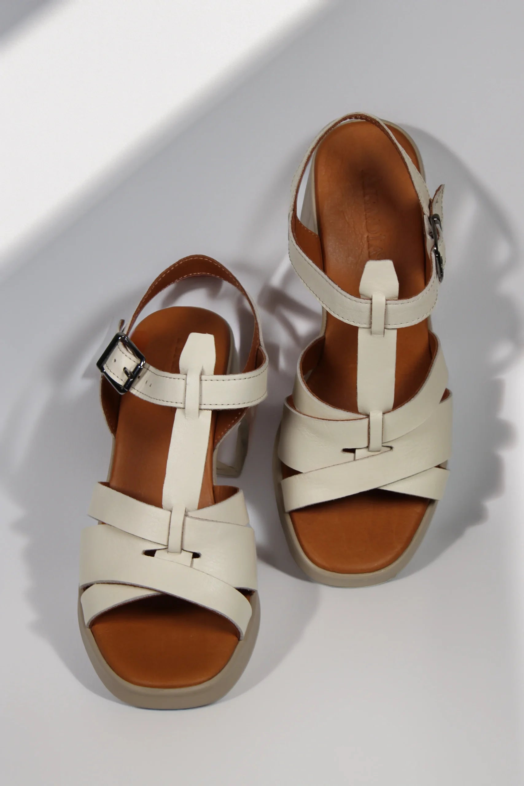 Sandale piele naturala Vesper Bej image 2