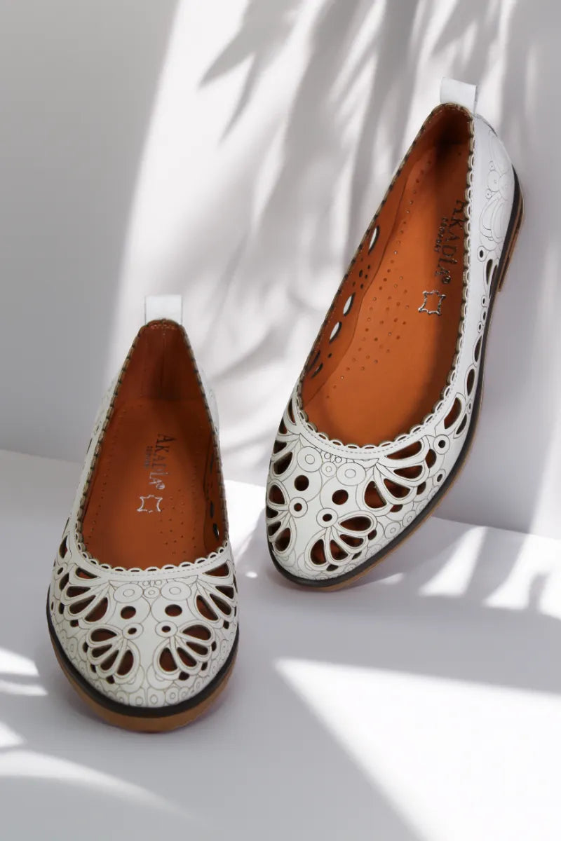 Balerini piele naturala Teresa 2 Alb image 3