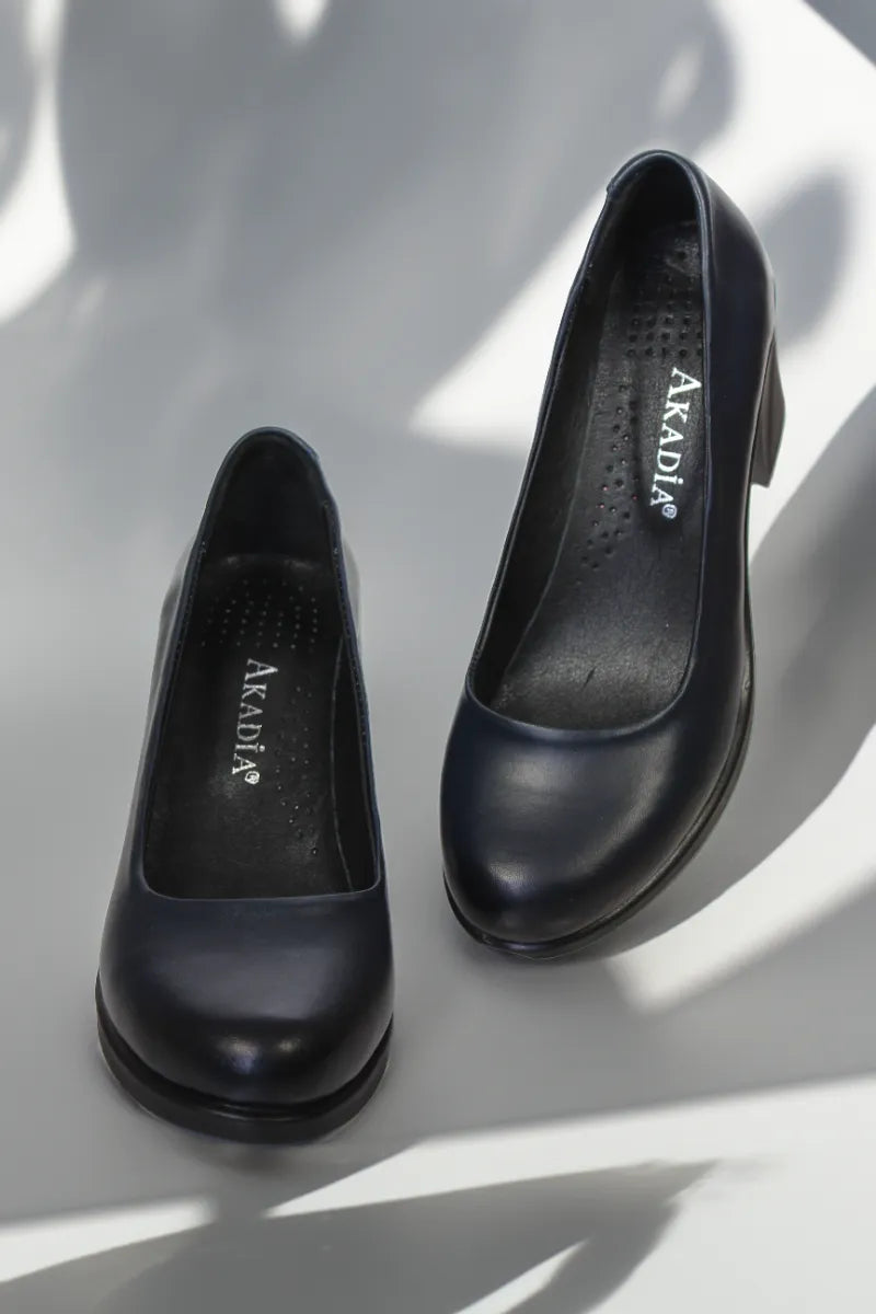 Pantofi cu toc piele naturala Helena Bleumarin image 3