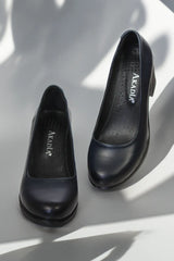 Pantofi cu toc piele naturala Helena Bleumarin image 3