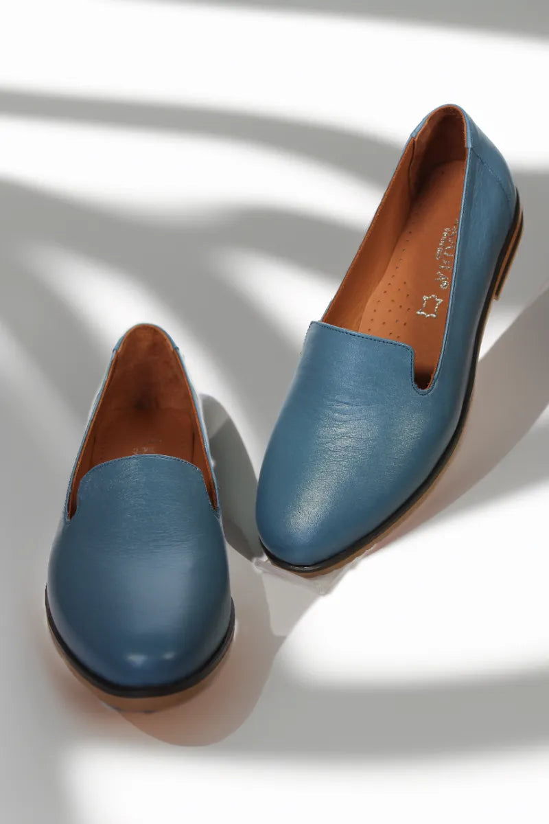 Balerini piele naturala Svetlana Albastra image 3