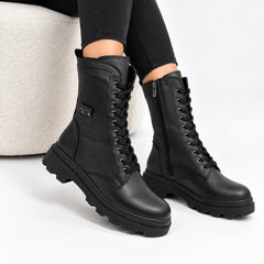 Ghete piele naturala Fulda Black