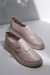 Pantofi casual dama eleganta piele naturala Heliora 3 Roz Pudra