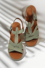 Sandale dama cu toc piele naturala Vesper Verde Avocado