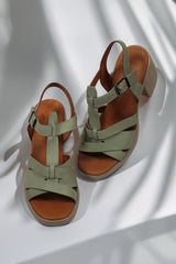 Sandale dama cu toc piele naturala Vesper Verde Avocado