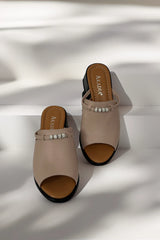 Viva genuine leather heeled sandals with Velvet accessories