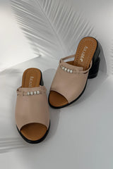 Viva genuine leather heeled sandals with Velvet accessories