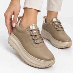 Pantofi piele naturala Paris Beige Inchis