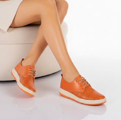 Pantofi Piele Naturala Calida Orange
