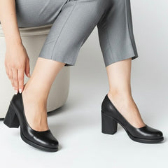 Pantofi cu toc piele naturala Istanbul Black