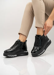 Ghete piele naturala Dare Black Lucios