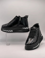 Ghete piele naturala Dare Black Lucios