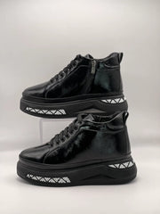 Ghete piele naturala Dare Black Lucios