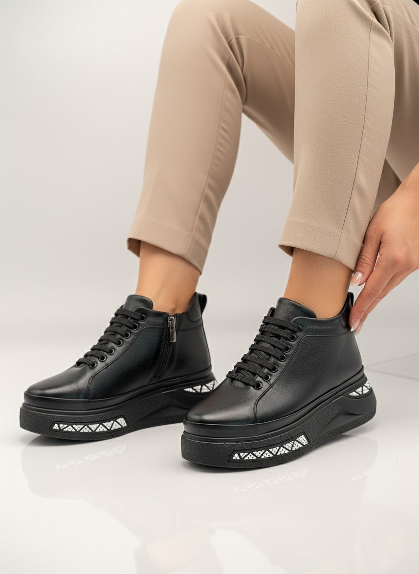 Ghete piele naturala Dare Black