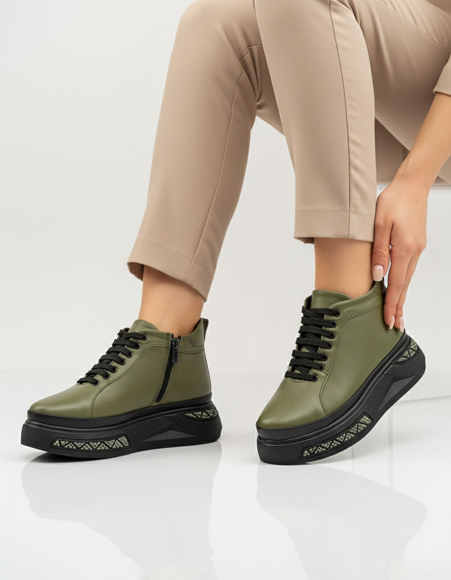 Ghete piele naturala Dare Green