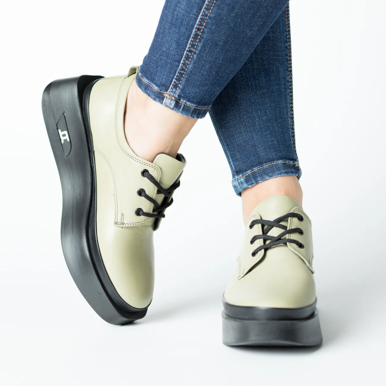 Pantofi casual dama Verde Fistic eleganta din piele naturala Tempo