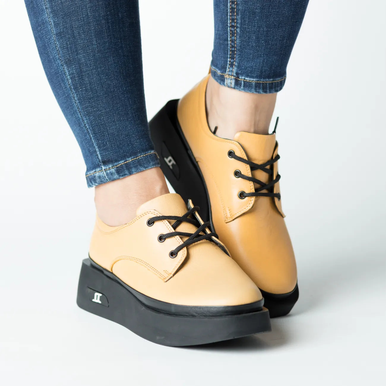 Pantofi casual dama Galben Mustar eleganta din piele naturala Tempo