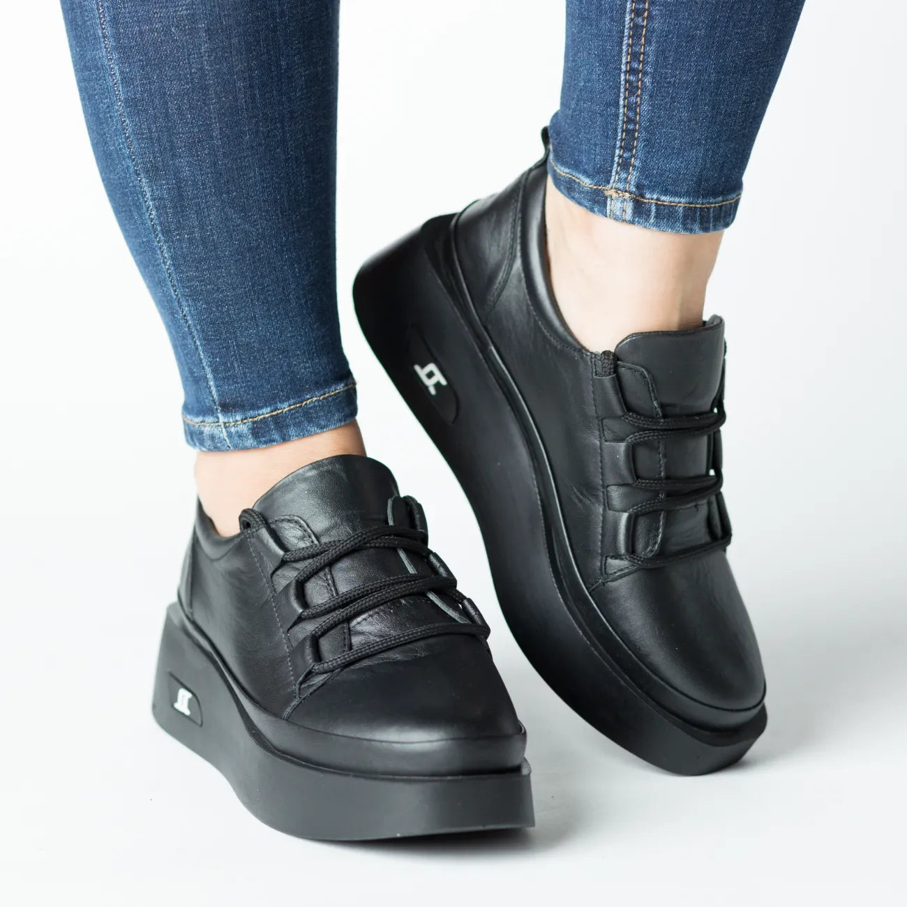 Pantofi casual dama Neagra eleganta din piele naturala Relax