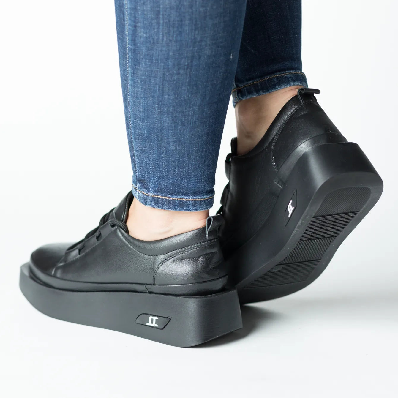 Pantofi casual dama Neagra eleganta din piele naturala Relax