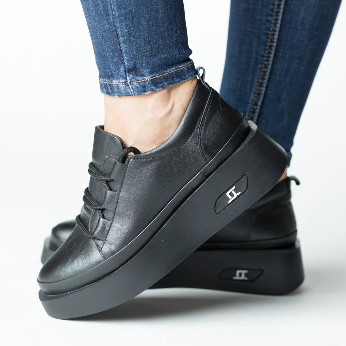 Pantofi casual dama Neagra eleganta din piele naturala Relax
