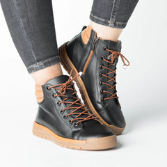 Women's ankle boots with zipper Black and brown made of genuine leather Molivo