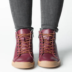 Women's ankle boots with zipper in burgundy and brown made of genuine leather Molivo