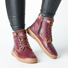 Women's burgundy zippered boots made of genuine leather Bavero