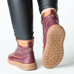 Women's burgundy zippered boots made of genuine leather Bavero