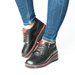 Pantofi casual dama cu fermoar eleganta piele naturala Manchester Negru