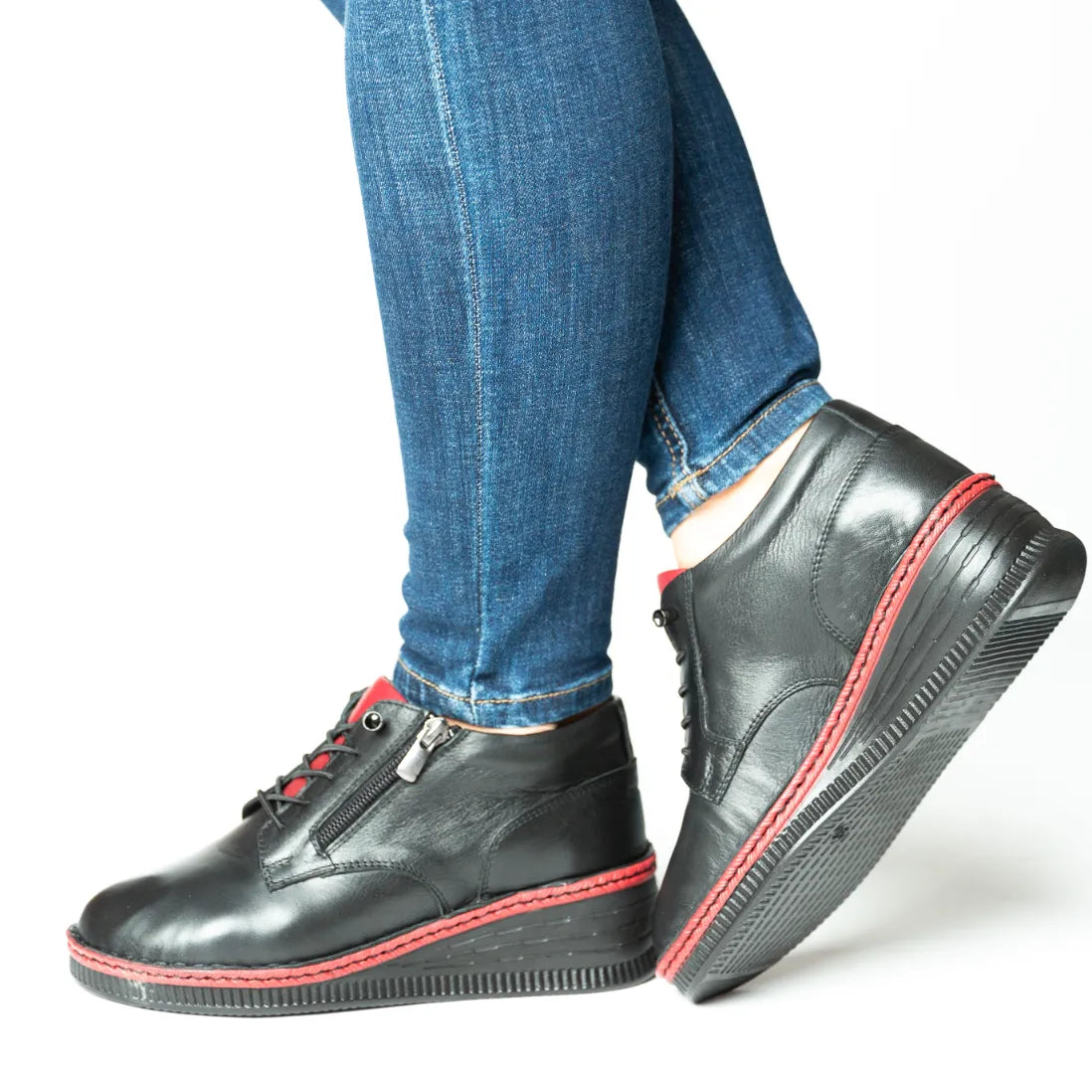 Pantofi casual dama cu fermoar eleganta piele naturala Manchester Negru