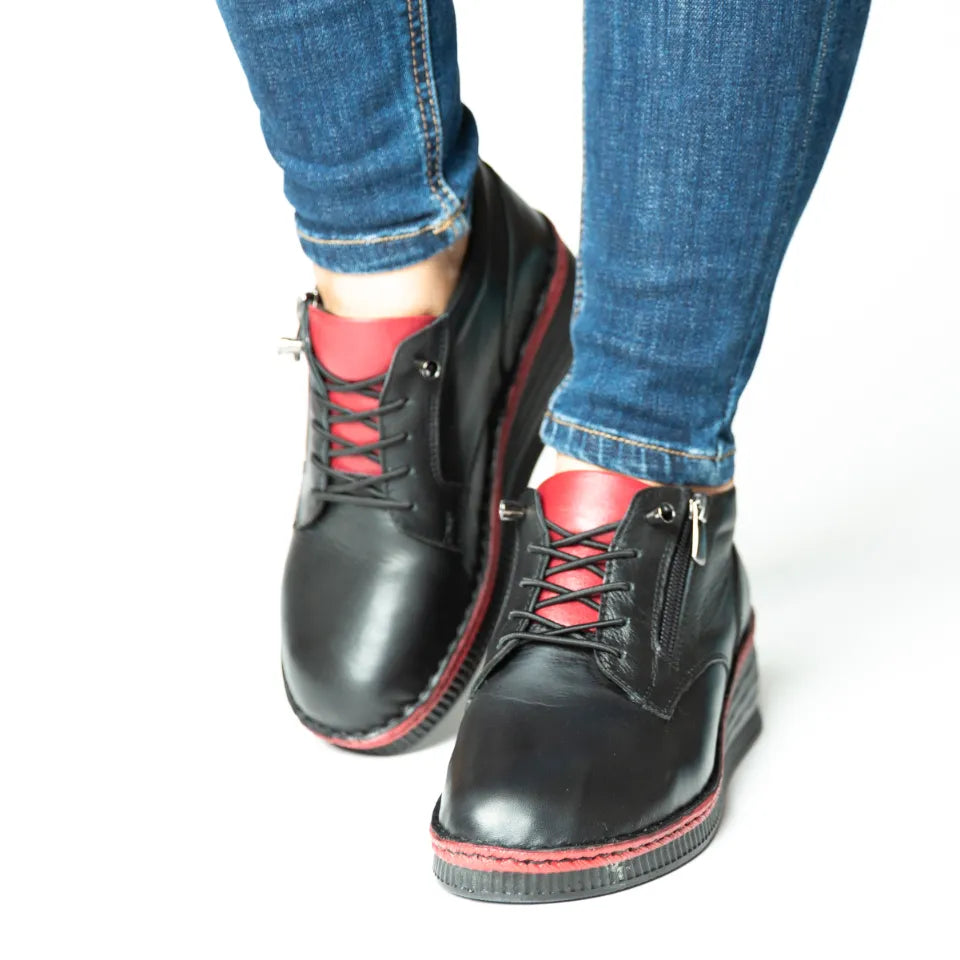 Pantofi casual dama cu fermoar eleganta piele naturala Manchester Negru