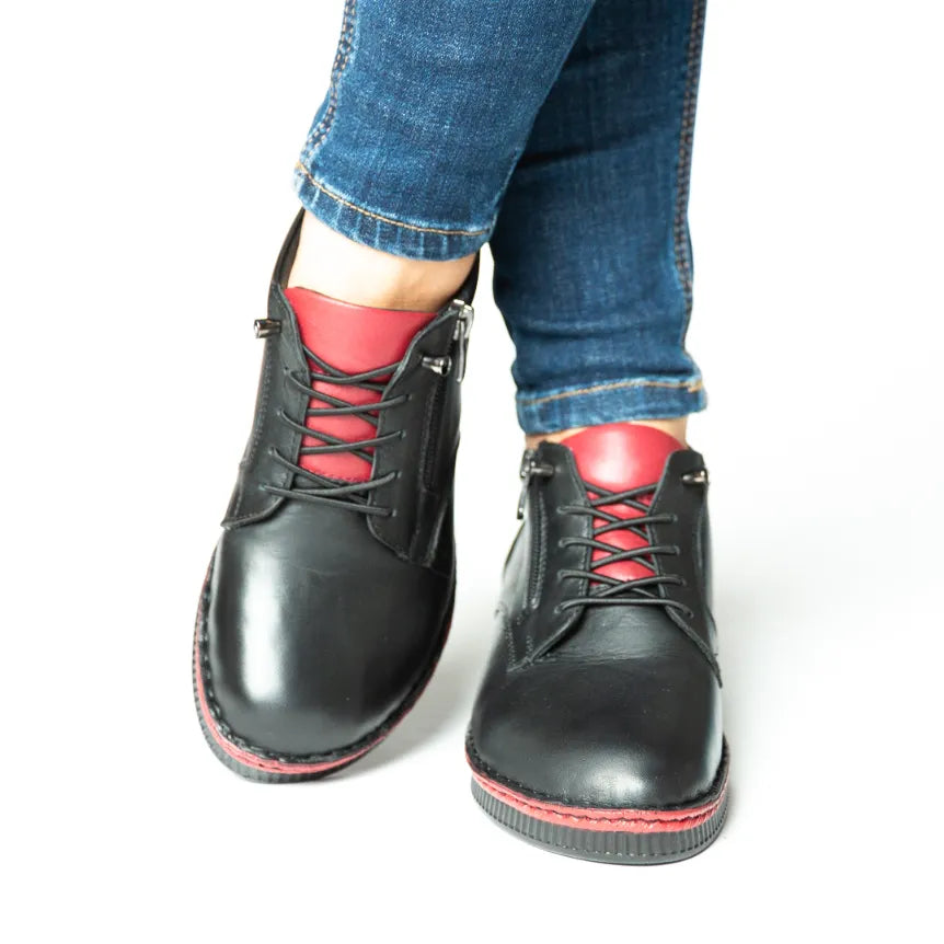 Pantofi casual dama cu fermoar eleganta piele naturala Manchester Negru