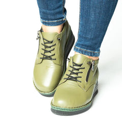 Pantofi casual dama cu fermoar eleganta piele naturala Manchester Verde Pistachio
