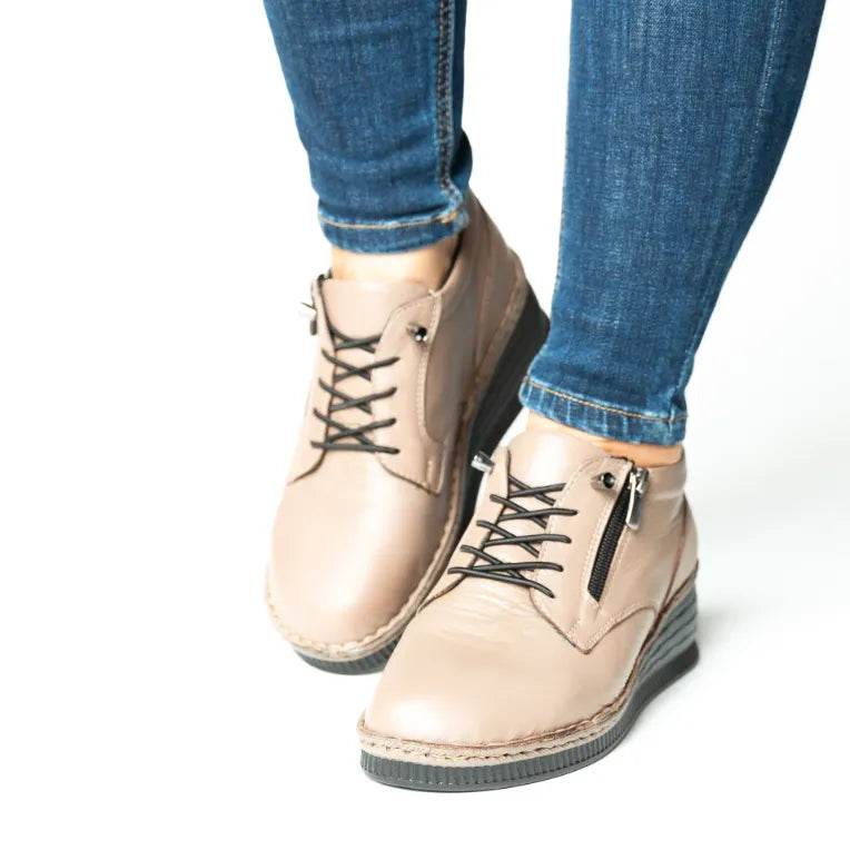 Pantofi casual dama cu fermoar eleganta piele naturala Manchester Vision